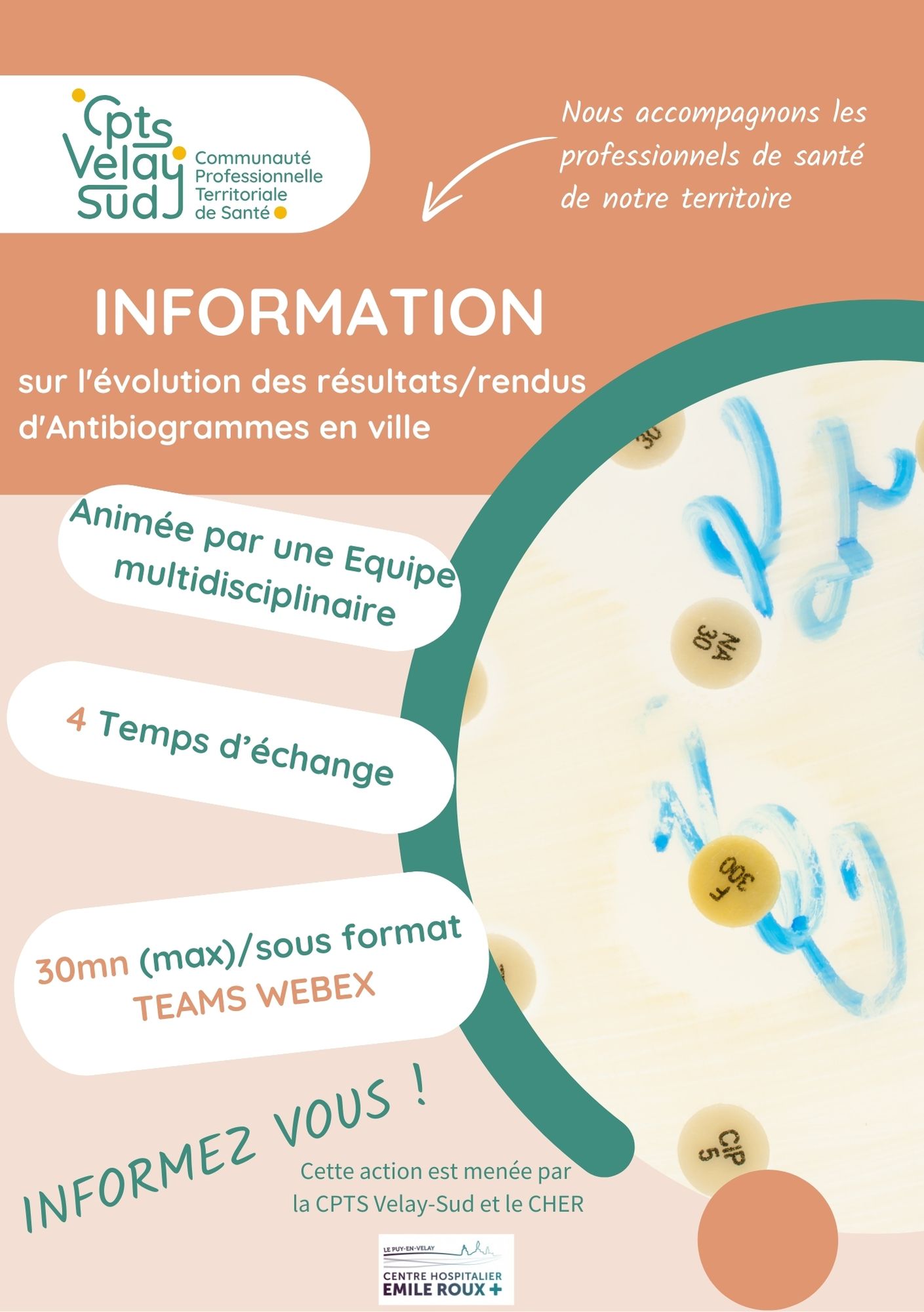 Sessions d'information : Evolution antibiogrammes pour cystites et pyélonéphrites.