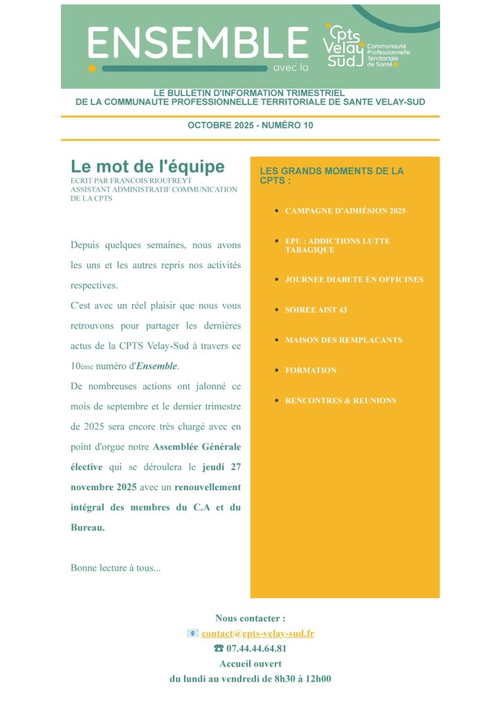 Une lettre électronique d'octobre 2025