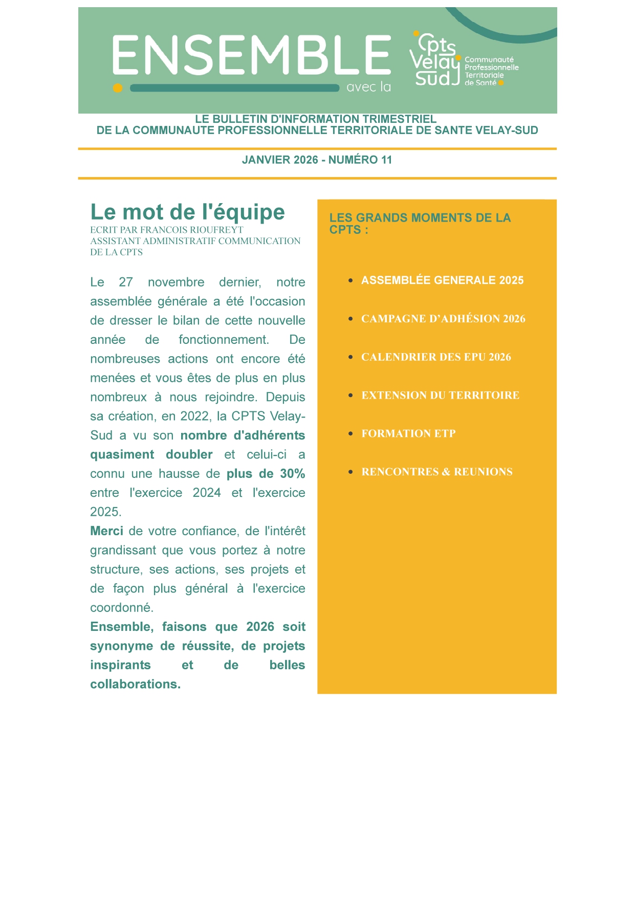 Lettre électronique janvier 2026